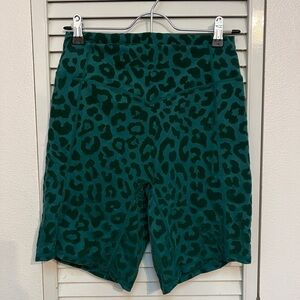 Vitality green velvet cheetah print biker shorts (balance athletica)